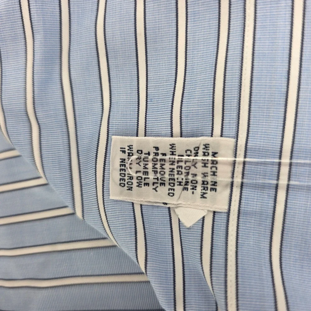 Ralph Lauren Classic Fit Striped Button Down Shirt Blue White Mens 17.5 34/35